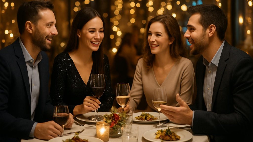 Gruppo di adulti in contesto sociale per Capodanno